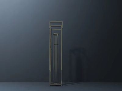 Modern Floor Lamp With Glass Shade And Metal Frame Casting Shadow On Dark Background 3d model