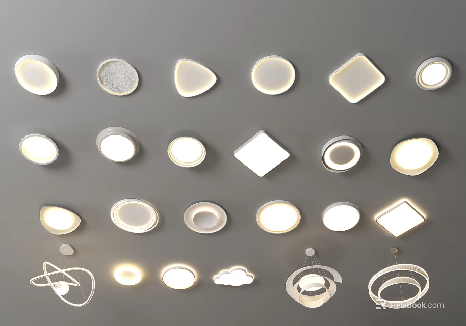 Various Shapes Of Ceiling Lights For Home 3d model