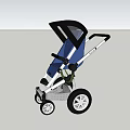 Modern Baby Stroller With Black Canopy Blue Seat White Frame And Wheels