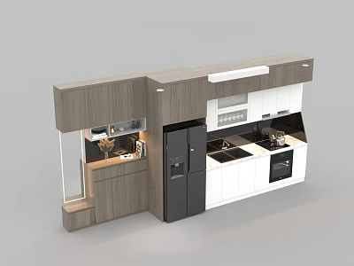 Modern Kitchen Interior With Gray White Cabinets Island Sink And Appliances 3d model
