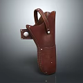 Handcrafted Brown Leather Holster With Stitching And Metal Buckle Design Details