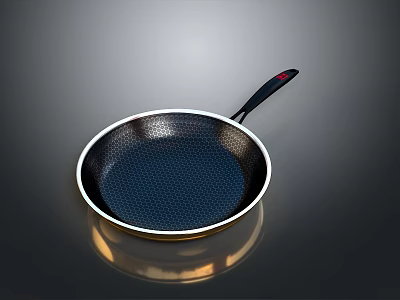 Non Stick Kitchen Frying Pan With Honeycomb Texture And Black Heat Resistant Handle 3d model
