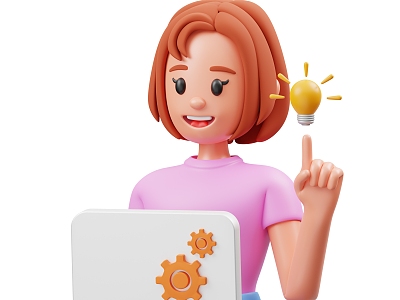 Woman cartoon woman anime woman working man 3d model