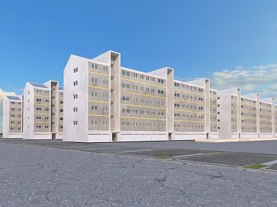 modern multi-storey residential area 3d model