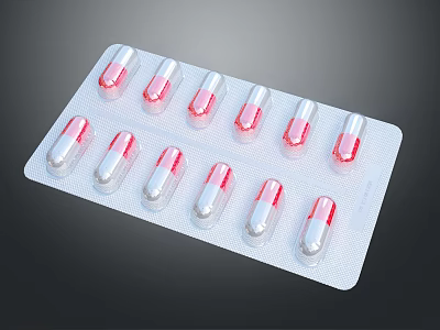 Household Essentials Blister Pack with Red and White Capsules for Medicine Storage 3d model