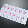 Household Essentials Blister Pack with Red and White Capsules for Medicine Storage