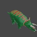 Green Plastic Triceratops Dinosaur Model With Red Spiked Head And Back