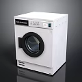 Modern White Washing Machine Electronic Appliance With Round Door And Control Panel Features 3d model