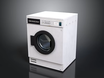 Modern White Washing Machine Electronic Appliance With Round Door And Control Panel Features 3d model