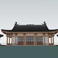 Ancient Chinese Architecture With Curved Eaves Black Tiled Roof And Water Reflection