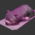Cute Purple Plush Toy Lying Down With Blue Eyes On Gray Mat