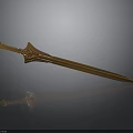 Ornate Golden Sword Design With Decorative Hilt And Sharp Blade