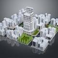 Modern Cartoon Architecture Aerial View Urban Aerial View Micro City Micro City Landscape 3d model