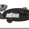 Modern Coffee Table with Marble And Wooden Elements Featuring Open Book And Tea Set Decor 3d model