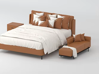 Modern Leather Finnish Leather Bed Single Bed 3d model