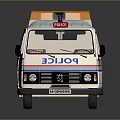 White Police Van With Orange Roof Light And Red Blue Stripes
