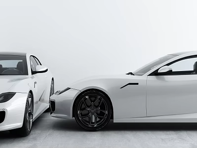 Two White Sports Cars With Sleek Design And Black Wheels Side by Side 3d model