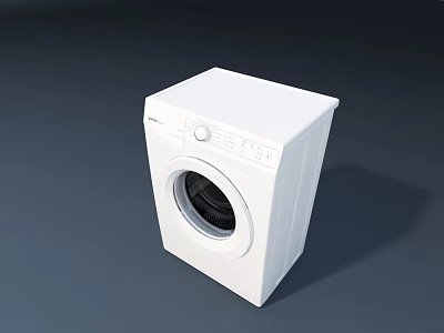 White Front Loading Washing Machine With Modern Design And Control Panel 3d model