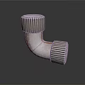 Metal Threaded Elbow Pipe Fitting As Industrial Plumbing Equipment With Ribbed Ends