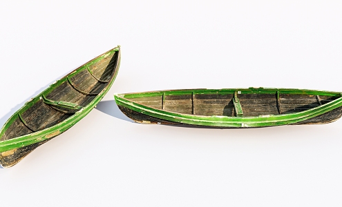 Old wooden boat Modern boat 3d model