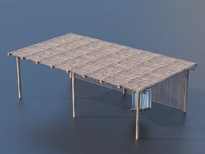 Garden Pergola With Lattice Roof And Supporting Posts For Garden Decoration 3d model
