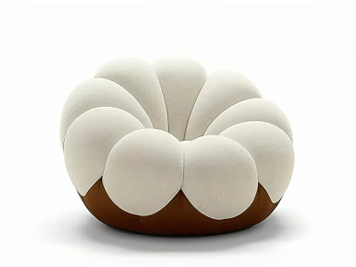Modern Petal Shaped Accent Chair With White Cushion And Brown Base 3d model