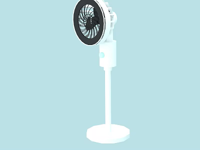 White Standing Air Cooler Fan With Black Blades And Stable Base Design 3d model