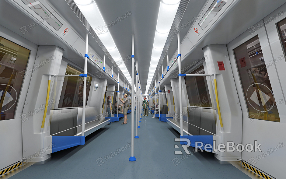 Modern subway car handrail model