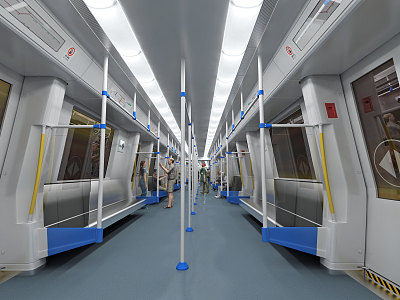 Modern subway car handrail model