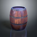 Wooden Barrel With Metal Hoops And Round Top Design