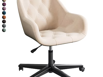 Beige Upholstered Leisure Chair With Diamond Stitching Black Metal Caster Base 3d model