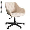 Beige Upholstered Leisure Chair With Diamond Stitching Black Metal Caster Base