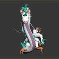 Game And Movie Character Dragon With White Body Purple Stripes Turquoise Mane And Orange Claws