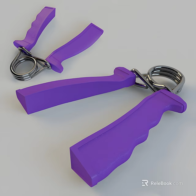 Purple Hand Grip Strengthener With Ergonomic Handles And Metal Spring 3d model 