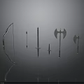 Medieval Historical Weapons Collection Including Bow Arrows Swords Axe And Dagger
