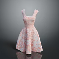 Pink And White Floral Pattern Sleeveless Dress For Daily Life Use