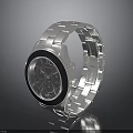 Luxury Silver Metallic Watch With Black Dial And Chronograph Design Features