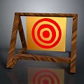 Wooden Frame Target Stand With Red Bullseye On Yellow Board