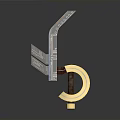 Modern Weapon 3D Model Featuring Golden Ring Base Wooden Handle And Metallic Blade 3d model