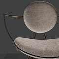 Modern Beige Fabric Accent Chair With Black Metal Frame And Wooden Legs