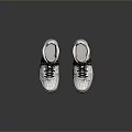 White Casual Sneakers With Gray Laces And Black Stripes On Smooth Surface With Reflection