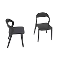 Elegant Modern Dining Chairs With Black Frame And Gray Cushion Design 3d model