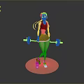 Strong Woman Lifting Barbell In Sports Vest Shorts Sneakers With Water Bottle