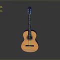 Acoustic Classical Guitar As Daily Household Item Featuring Yellow Brown Wooden Body And Nylon Strings