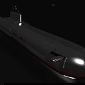 Gray Streamlined Military Submarine With Red Bottom Conning Tower And Hull