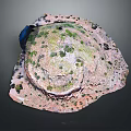 Realistic 3D Modeled Garden Landscape With Green Vegetation And Rocky Terrain