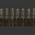 Outdoor Rustic Wooden Fence With Crossed Slats And Picket Structure