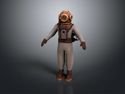 Diving Helmet Diver Diving Suit Heavy Duty Diving Helmet Diving Equipment Diving Facility Helmet 3d model