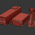 Heavy Duty Cargo Truck With Blue Container And Industrial Machinery Parts