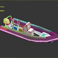 Modern Recreational Boat With Open Deck Black And White Color Comfortable Seats And Console Structure